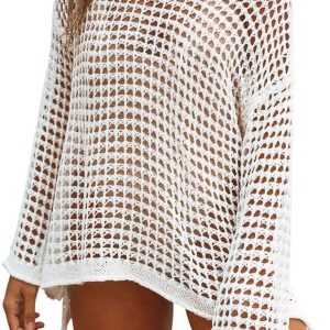 Bsubseach Crochet Cover Ups for Women Sexy Hollow Out Swim Cover Up Knit Summer Outfits